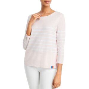 Kule the Malibu Tee T Shirt Top Womens Small Dusty Rose Pink White Stripe Cotton
